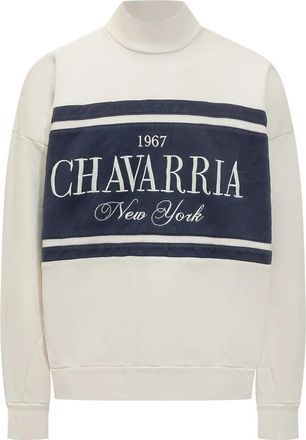 Willy Chavarria Stripe Gilroy Crewneck - Heren - Sweatshirts - Wit - S - Katoen - Hoodies & sweatvesten