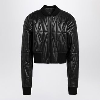 Rick Owens Black Faux Leather Zip Up Bomber