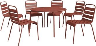 VENTE-UNIQUE.COM Conjunto de mesa y sillas para jard&iacute;n acero terracota