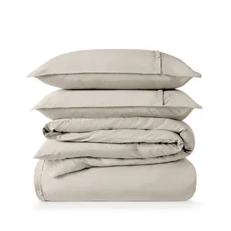 Bare Home 100% Organic Cotton Percale Duvet Cover and Sham Set in French Beige at Nordstrom, Size California King
