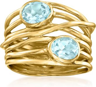 Ross-Simons Sky Blue Topaz Highway Ring in 18kt Gold Over Sterling