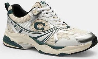 Coach Mens Mesh Sneaker in Green, Size 11