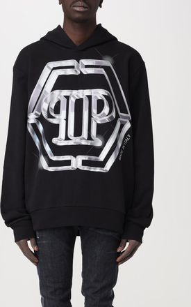 Philipp Plein Mens Metallic Logo Hoodie - Black Cotton - Size Large