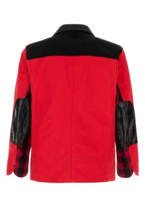Junya Watanabe Mens Red Denim Jacket Redxblack Exterior: Cotton Giubbini