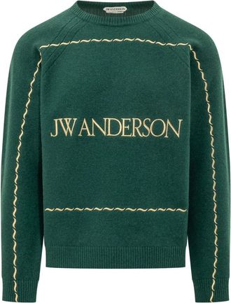 J.W.Anderson Logo Trui - Heren - Ronde hals truien - Groen - S - Truien & Vesten