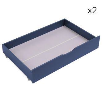Happy Garden Lote de 2 cajones azul oscuro bajo cama 190x90cm madera