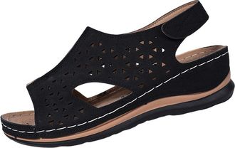 Generic Ladeis Wedge Sandals Breathable Casual Summer Sandal Solid Color Stylish Lightweight Slingback Comfortable Orthopedic Sandals with Strap Beach Outdoor