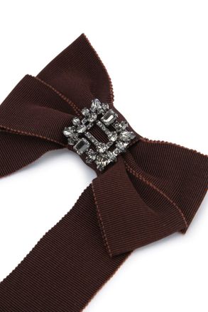 Roger Vivier Womens Broche Hair Clip Brown Grosgrain Ribbon Rhinestone Pins Claws & Clips