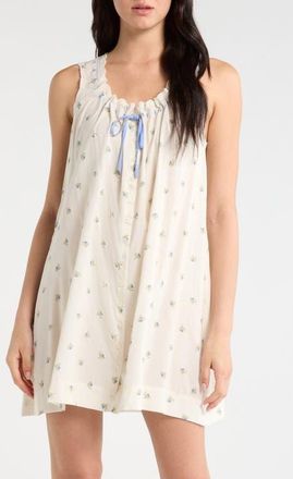 Reformation Holly Floral Print Sleep Dress in Ivory Petite Rose at Nordstrom, Size X-Large