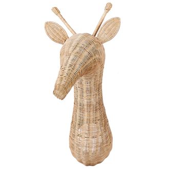 Beliani Beliani - Decoraci&oacute;n De Pared Cabeza De Jirafa Infantil Hecho A Mano Boho Rat&aacute;n Claro Bananec