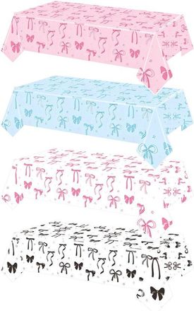OEM Mantel Rosa Con Lazo, 4 Piezas, 137 X 274 Cm, Impermeable, Resistente Al Aceite, Mantel, Baby Showers Y Bodas, Rosa, Negro, Azul, Blanco