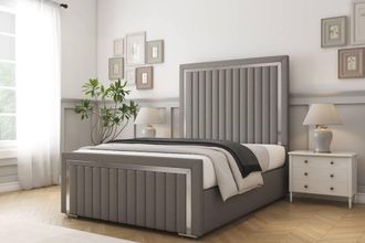 Comfort Beds Boston Chrome Dumfries Bed Frame With Mattress-50 Upholstered in Light Grey | Size: Super King