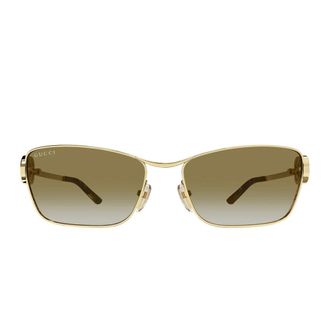 Gucci Sunglasses, female, Yellow, Size: 58 MM Square Metal Sunglasses