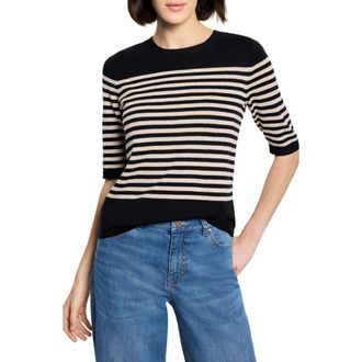 Nic+Zoe Stripe Cotton Blend Sweater in Black Multi at Nordstrom Rack, Size X-Small