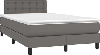 vidaXL Vidaxl - Cama Box Spring Colch&oacute;n Y Led Cuero Sint&eacute;tico Gris 120x200 Cm