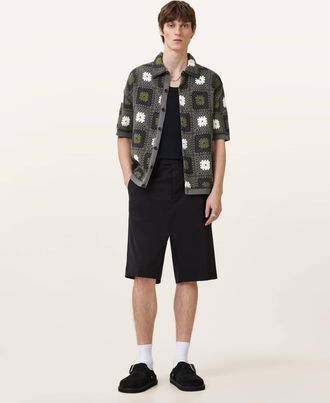 AllSaints Cotton Mandon Crochet Knit Shirt, Size: XXL