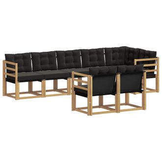 vidaXL Conjunto De Sof&aacute;s De Exterior Con Coj&iacute;n 8 Pcs Blanco Y Negro Vidaxl