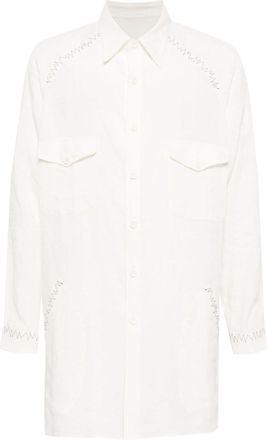 Yohji Yamamoto contrast-stitching linen shirt - men - Linen/Flax - 2 - White