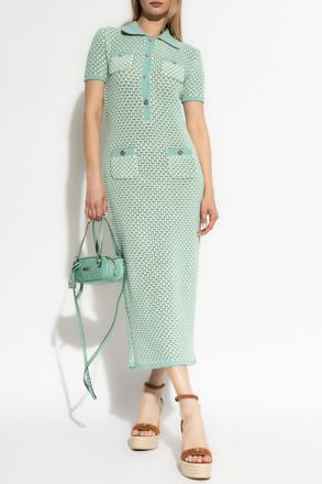 Versace Dress With Back Slit, Womens, Green