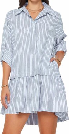 Current Air Luna Striped Drop Waist Mini Dress In Blue