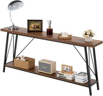 OEM Mesa De Consola Estrecha Para Sof&aacute;, 180 X 30 X 80 Cm, Mesa De Entrada Larga De 2 Niveles, Mesa De Sof&aacute; Estrecha Con Marco De Metal, Para Entrada, Pasi