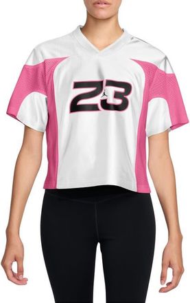 Nike Jordan Crop Jersey Top in 100 White/black at Nordstrom, Size X-Small