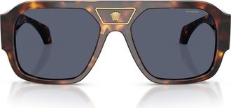 Versace 56mm Polarized Square Sunglasses in Havana /Dark Blue Polar at Nordstrom