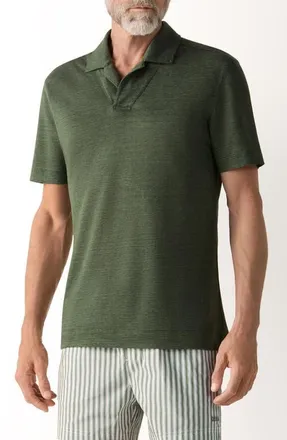 Ermenegildo Zegna Lino Polo Shirt in Pine Green at Nordstrom, Size 54