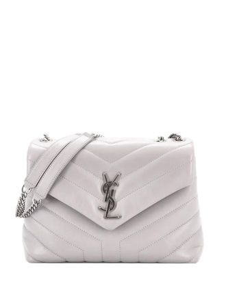 Saint Laurent Loulou Matelasse Chevron Patent Small shoulder bag - women - Calf Leather - One Size - Grey