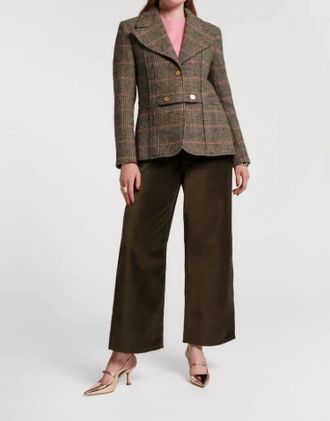 Frances Valentine Ace Velvet Pants In Olive