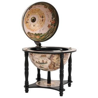 Berkfield Home Globe Bar Wine Stand Black Solid Wood Eucalyptus