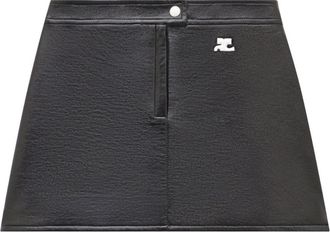 Courr&egrave;ges Black Iconic vinyl mini skirt