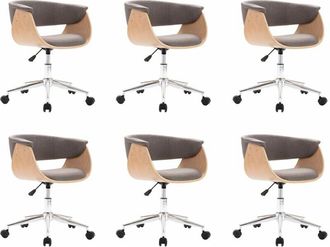 vidaXL Sillas De Comedor Giratorias 6 Pcs Gray -cast Fabric - 293474