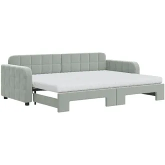 vidaXL Vidaxl - Sof&aacute; Cama Nido Con Colch&oacute;n Terciopelo Gris Claro 80x200 Cm