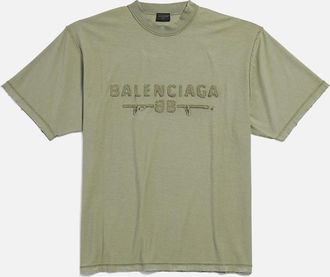 Balenciaga Mens Balenciaga Inside Out Medium Fit T-Shirt in Army Green - Size: 40
