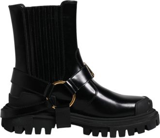 Dolce & Gabbana Mens Leather Ankle Boots Black Buckle - Size 37.5 EU/IT