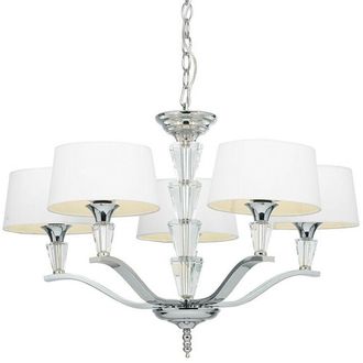 Loops 5 Light Ceiling Pendant CHROME & VINTAGE WHITE Round Shade Hanging Feature Lamp