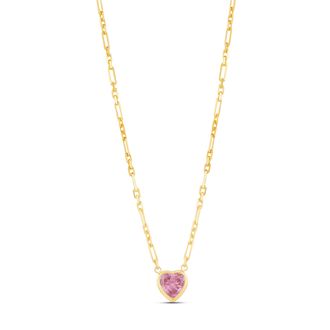 SHYMI Bezel Heart Paperclip Necklace -.925 Sterling Silver, 14k Gold-Plated - Rhodium Plated, Cubic Zirconia, Adjustable Chain
