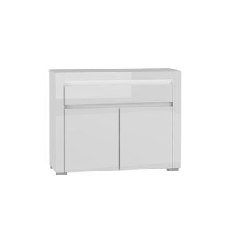 Petits Meubles Aparador 2 puertas 1 caj&oacute;n con LED estratificado Blanco