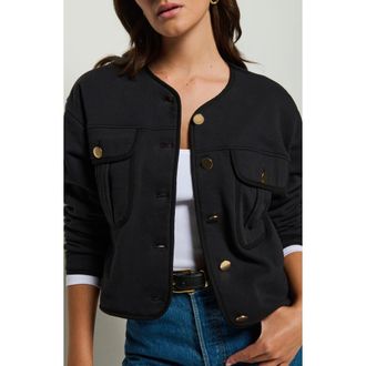 Nation Ltd Jordi Crop Cotton Jacket in Jet Black at Nordstrom Rack, Size X-Large
