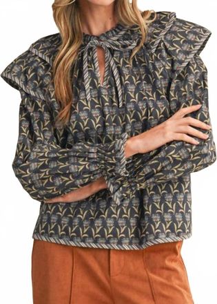 Merci Steady My Heart Floral Top In Ash Black