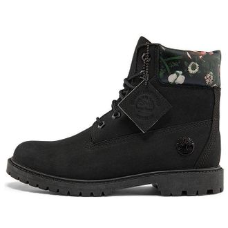 Timberland (WMNS) Timberland Heritage Cupsole Boots Black Nubuck with Floral A2M7RW