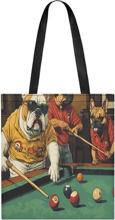 Generic Dogs Playing Pool Womens Tote Casual Shopping Bag Lightweight Shoulder Bags Hobos Handbag for Work Travel Daily 35x40cm