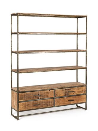 Konte Design Librer&iacute;a de madera de acacia y acero 145x35x190 cm