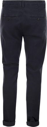 Dondup Mens Gaubert - Slim-fit Gabardine Trousers - Dark Blue Cotton - Size EU 38 (Mens)