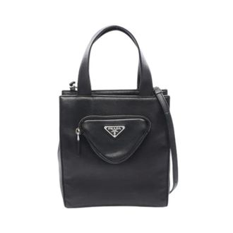Prada Pre-owned Tote Bags, female, Black, Size: ONE SIZE Pre-owned 1Bg418 Handbag
