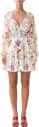 Camilla Short Waistband Dress With Ruffle Sleeve In I Left My Heart In Granada