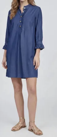Vilagallo Denim Dress With Ruffles In Blue