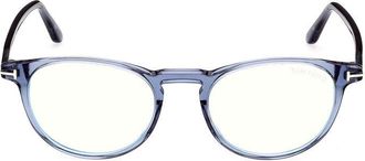 Tom Ford FT5803-B054 Round Full Rim Eyeglasses - Blue