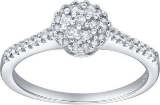LuvMyJewelry Nuvienne 0.30 Cts Natural Diamond Halo Cluster 14K Gold Ring in 14K White Gold at Nordstrom, Size 7